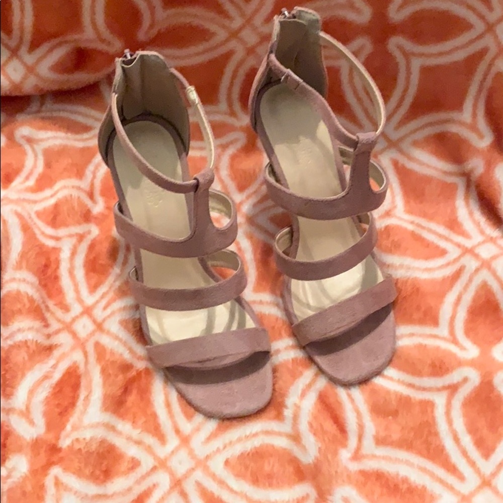 Suede blush pink heels